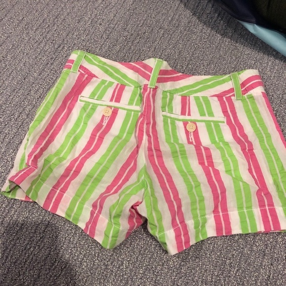 Lilly Pulitzer Shorts, Green & Pink Neon stripes on White background 
Sz 2 GrUC - Picture 11 of 11